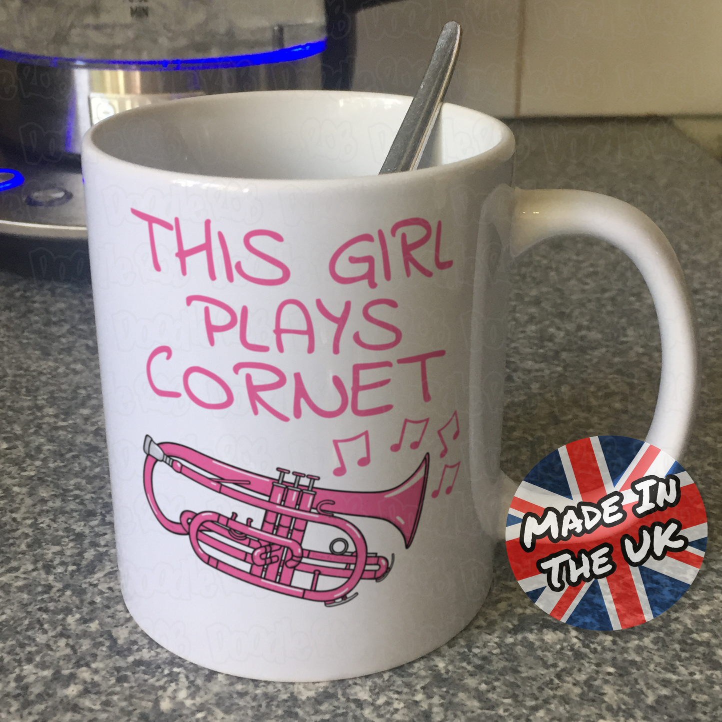 Pink Cornet Mug - This Girl Plays Cornet - Female Cornetist - Brass Musician Gift For Her