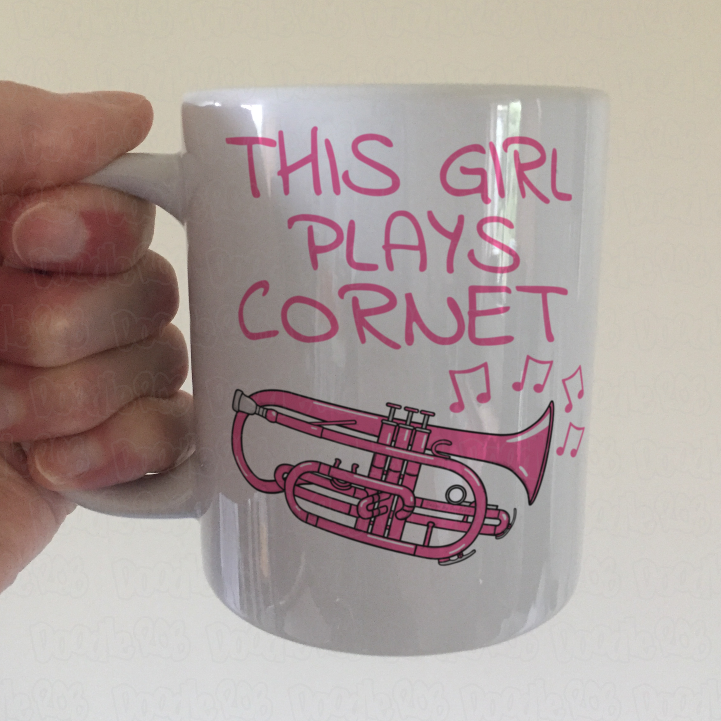 Pink Cornet Mug - This Girl Plays Cornet - Female Cornetist - Brass Musician Gift For Her