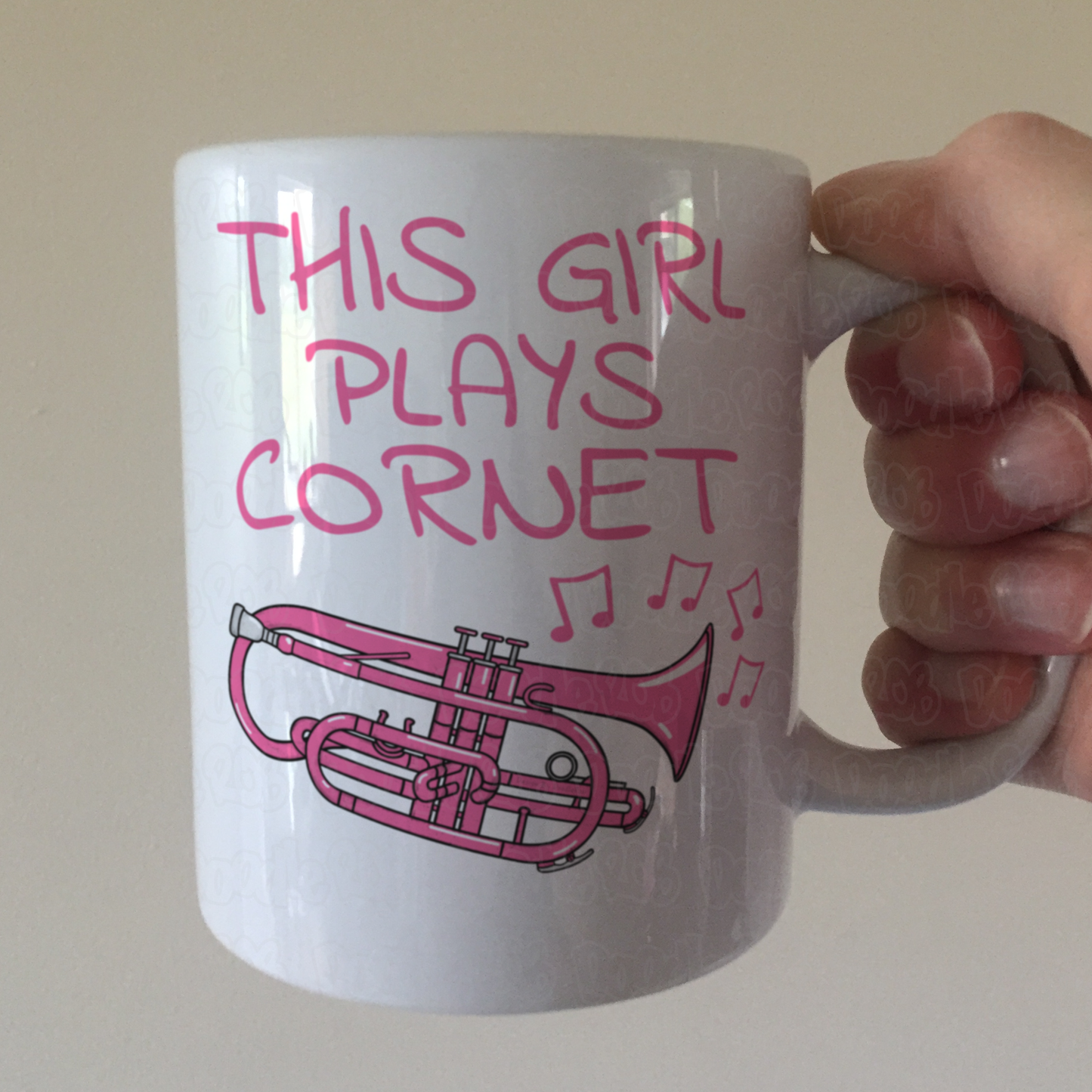 Pink Cornet Mug - This Girl Plays Cornet - Female Cornetist - Brass Musician Gift For Her