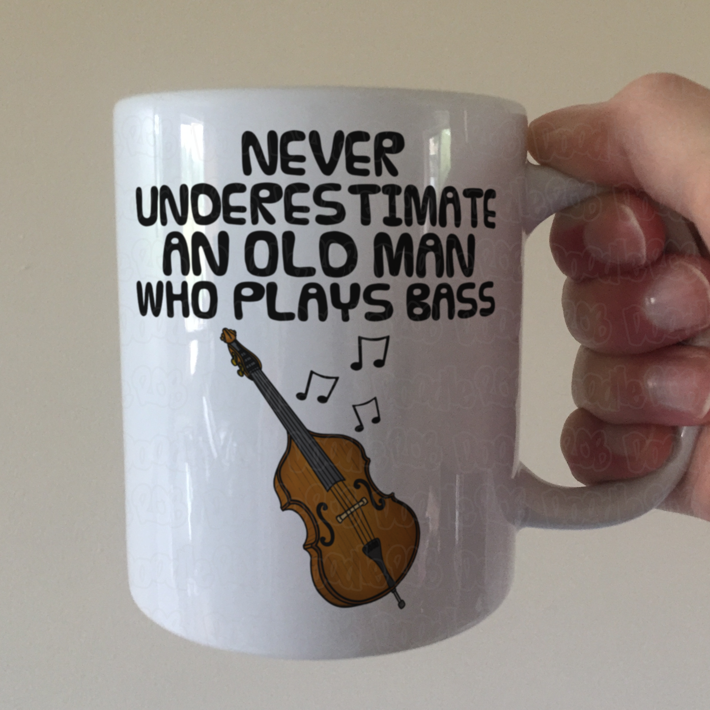 Funny Double Bass Mug - Never Underestimate An Old Man Who Plays Bass - Bassist Musician Gift For Him