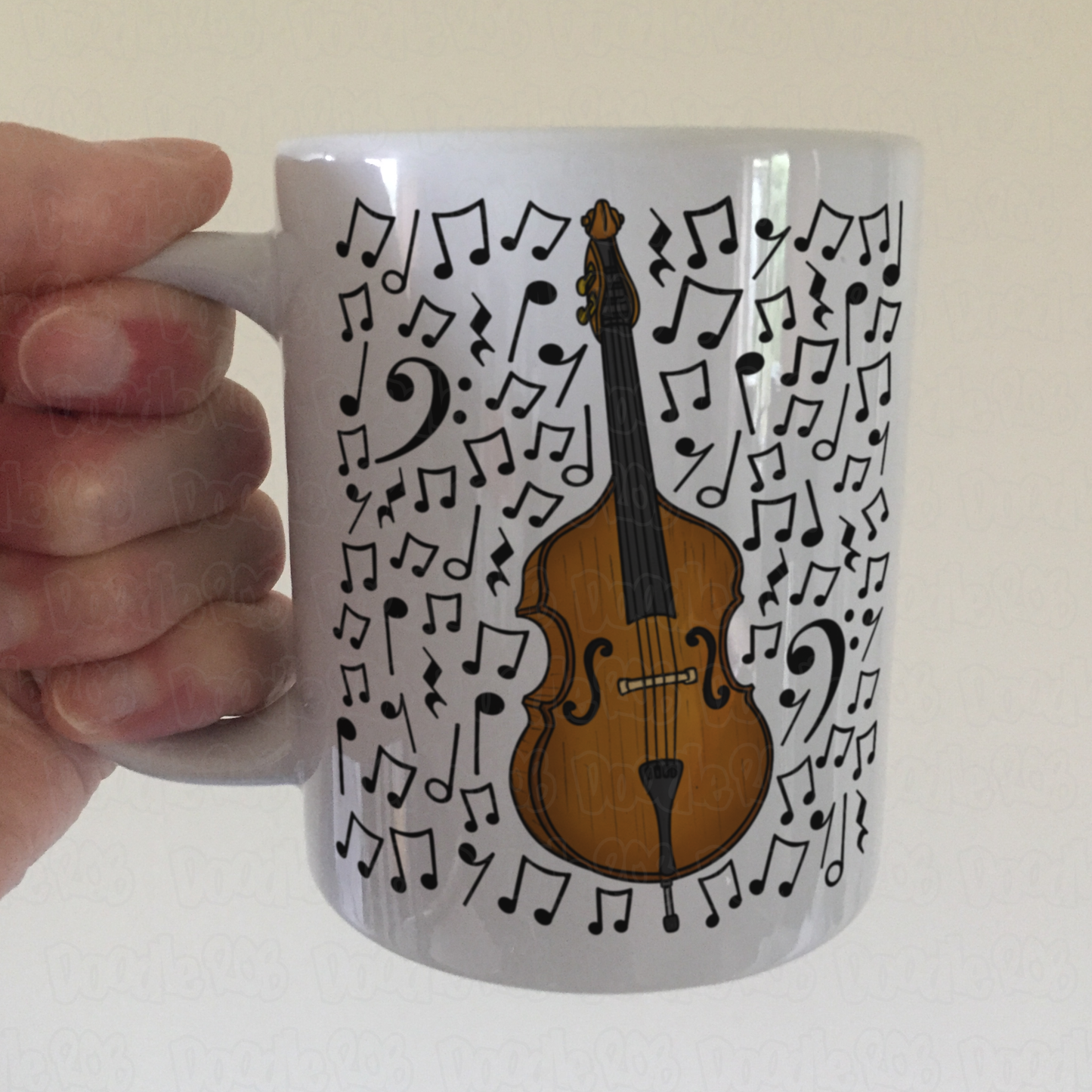 Double Bass Musical Notes Mug - Gift For Bassist - Jazz Musician - Music Teacher Gift
