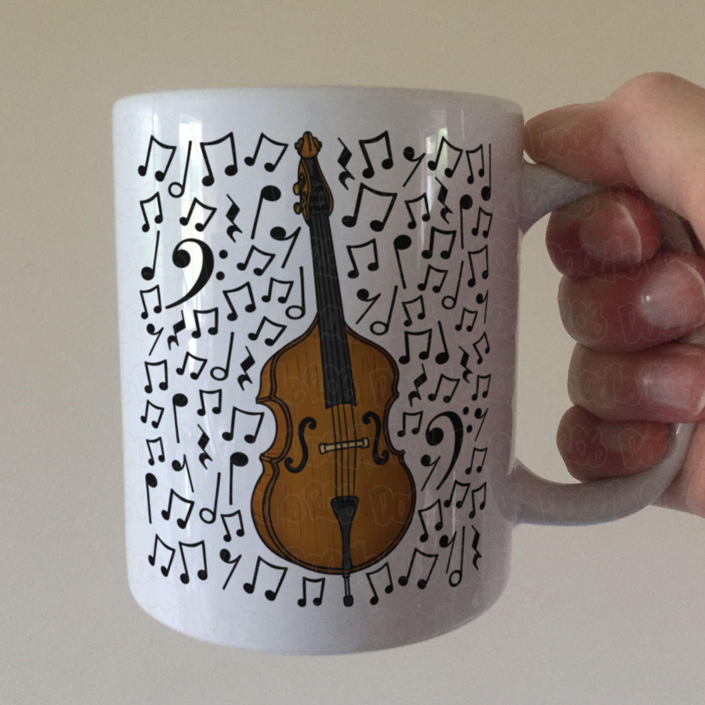 Double Bass Musical Notes Mug - Gift For Bassist - Jazz Musician - Music Teacher Gift