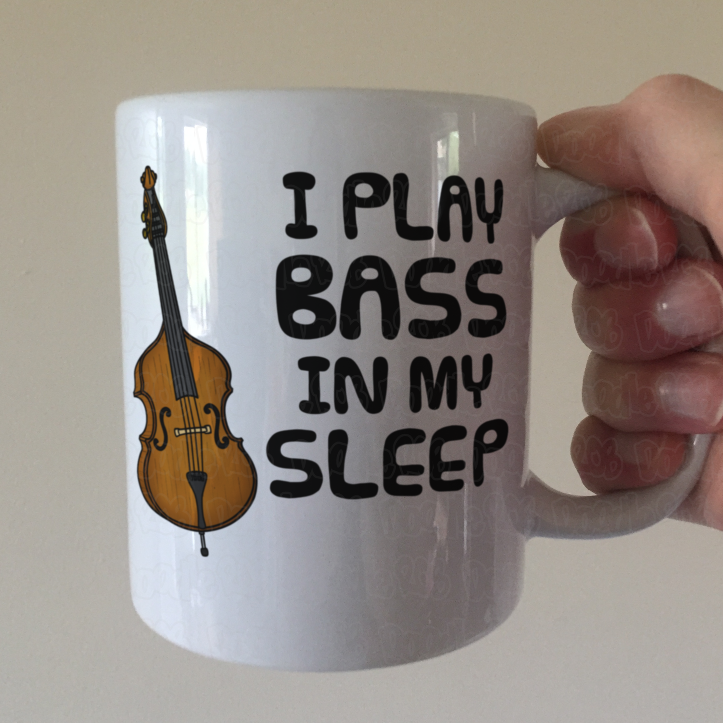Funny Double Bass Mug - I Play Bass In My Sleep - Bassist Musician Gift