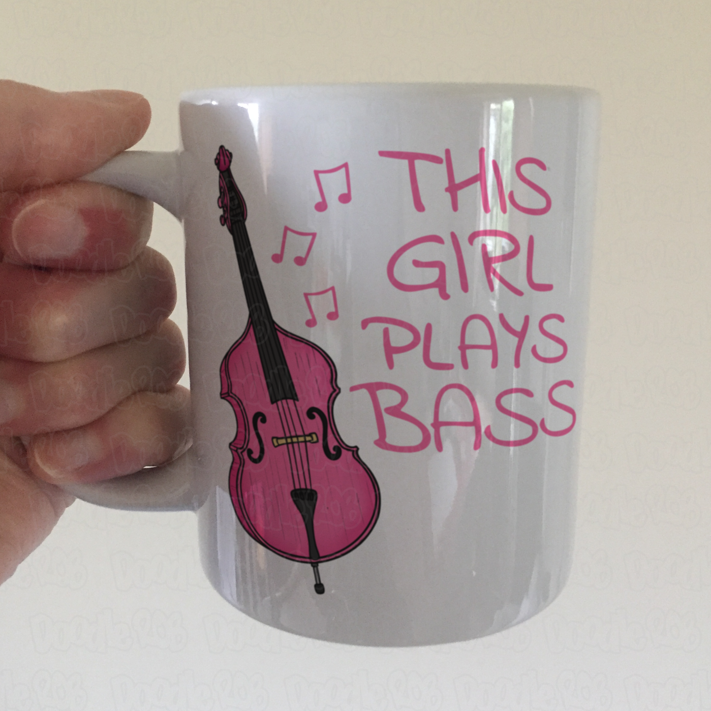 Pink Double Bass Mug - This Girl Plays Bass - Gift For Female Bassist - Jazz Musician Gift
