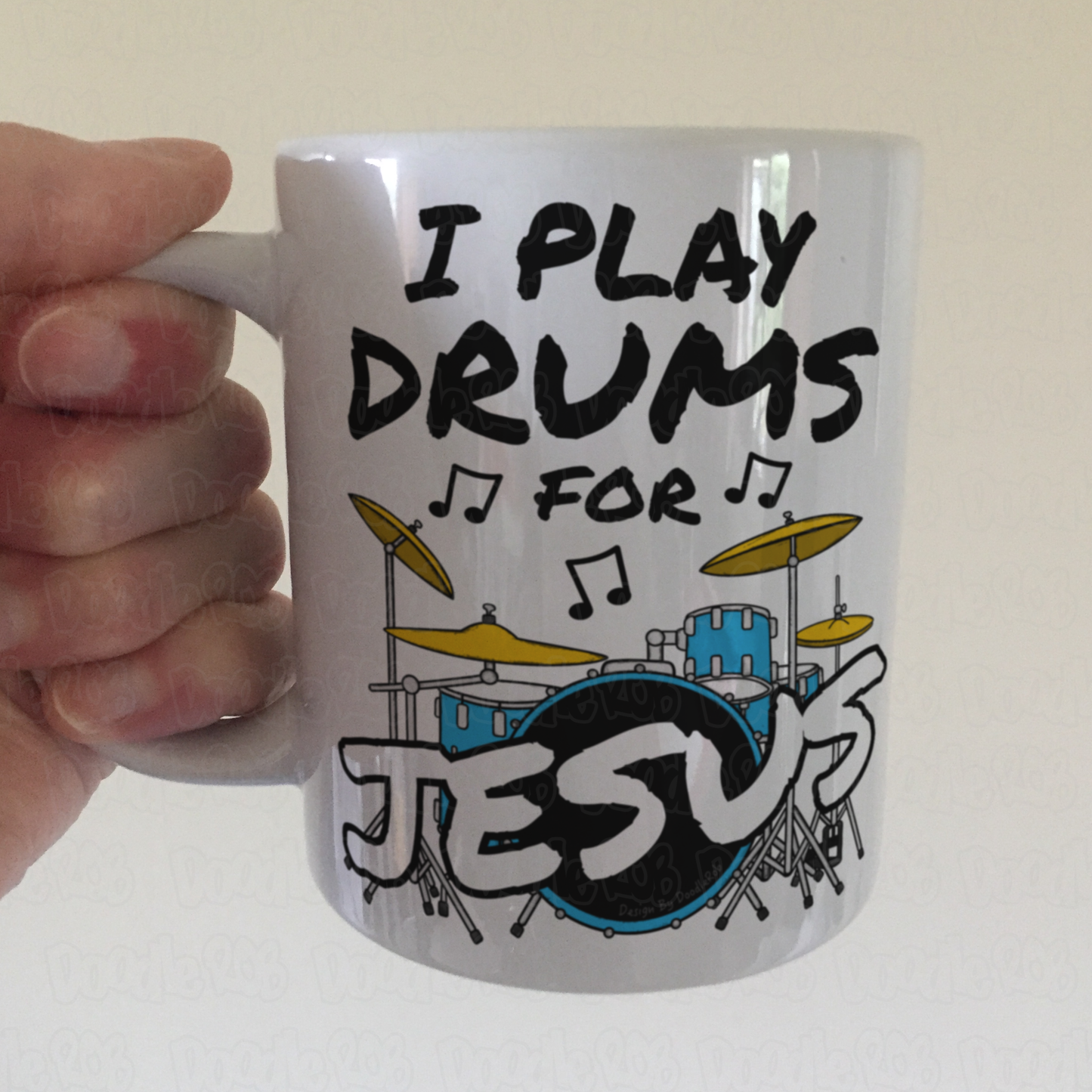Church Drummer Mug - I Play Drums For Jesus - Worship Drummer Gift