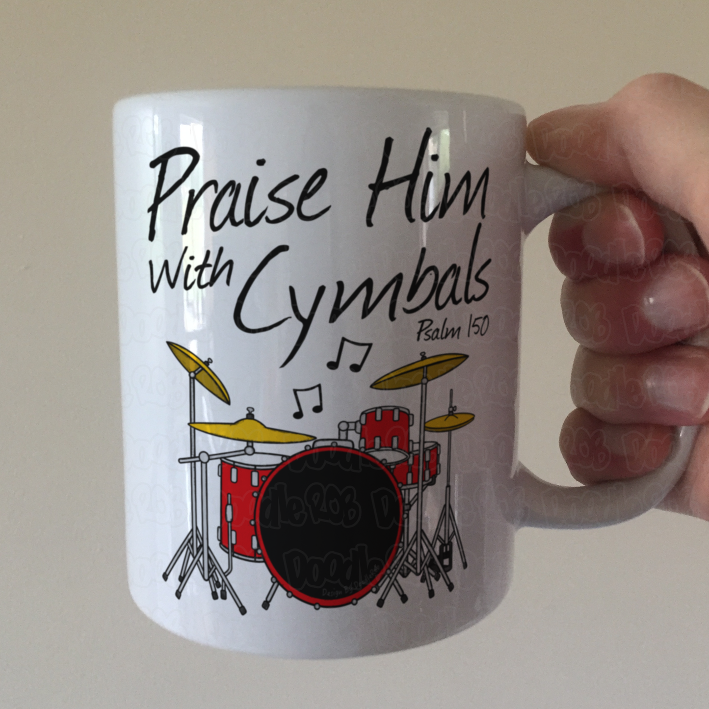 Church Drummer Mug - Praise Him With Cymbals (Psalm 150) - Christian Musician Gift