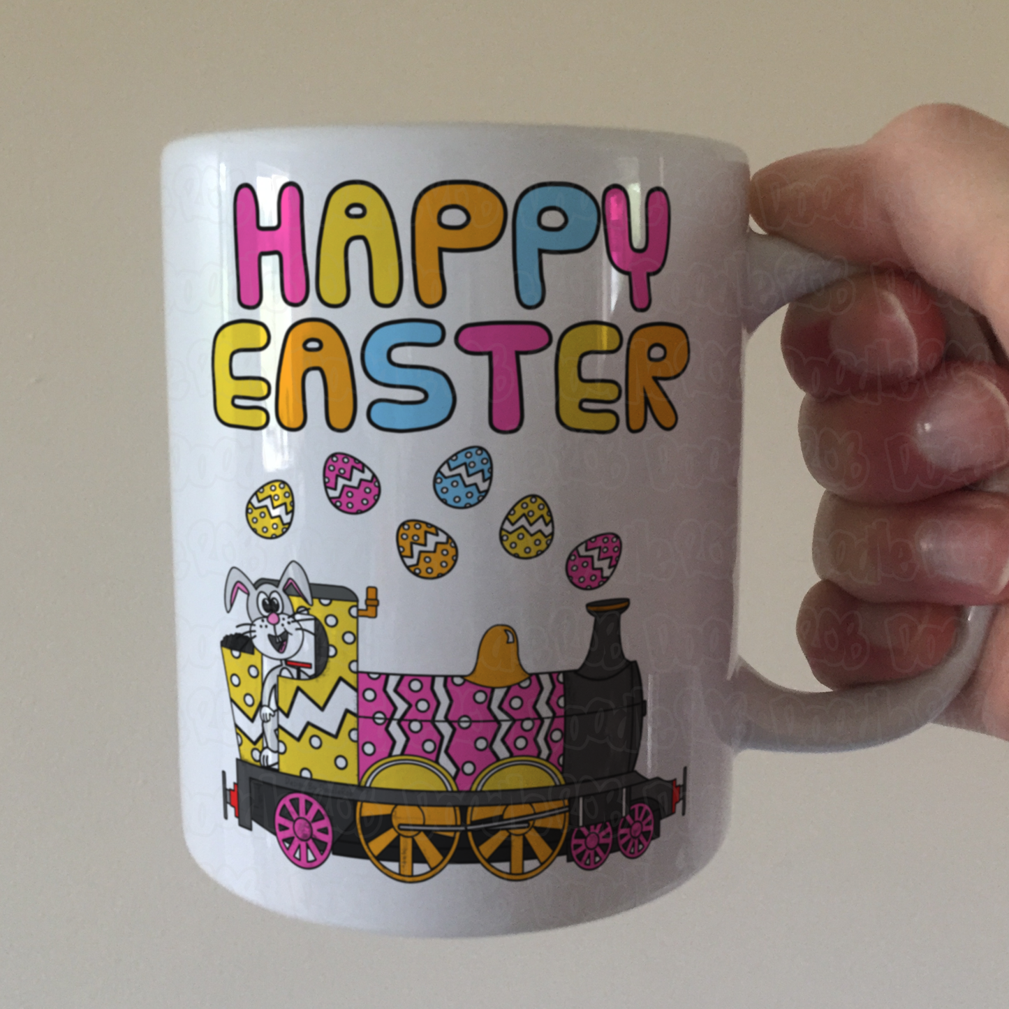 Easter Steam Train Mug - Easter Bunny Driving Train - Easter Gift For Boy
