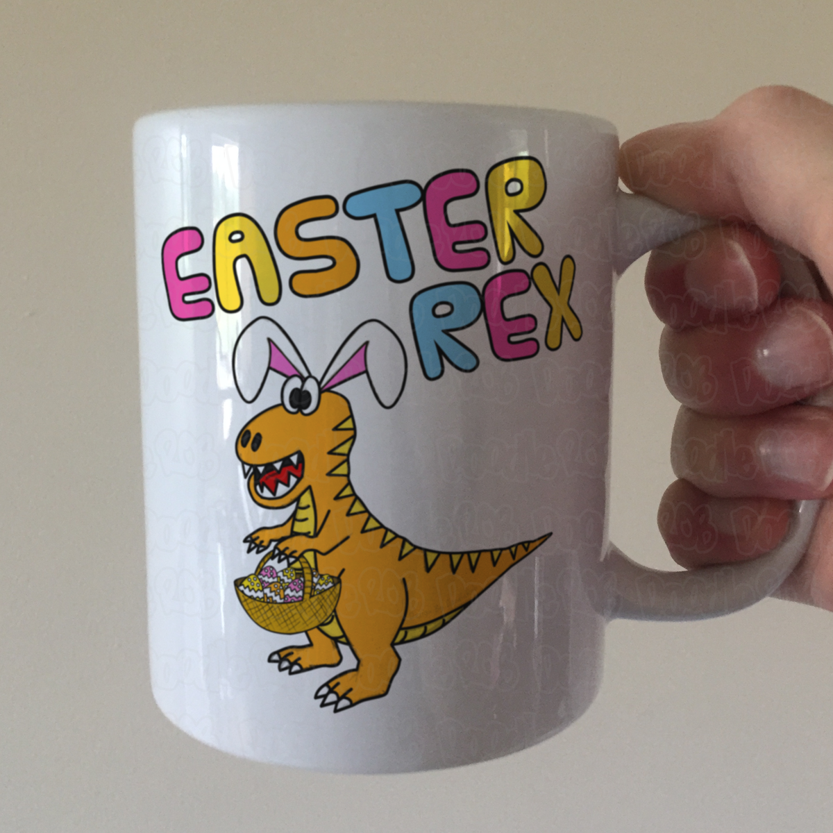 Dinosaur Easter Mug - T-Rex Easter Bunny - Kids Easter Gift