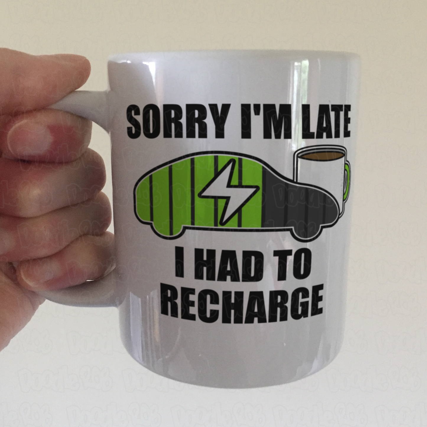 Electric Car Driver Mug - Sorry I'm Late I Had To Recharge - Gift For EV Driver