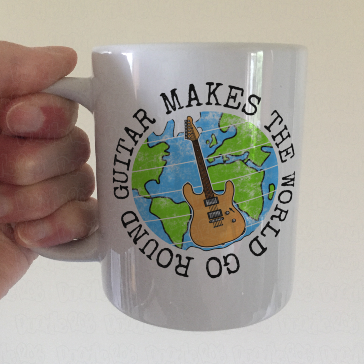 Electric Guitar Mug - Guitar Makes The World Go Round - Guitarist Gift - Guitar Teacher Mug