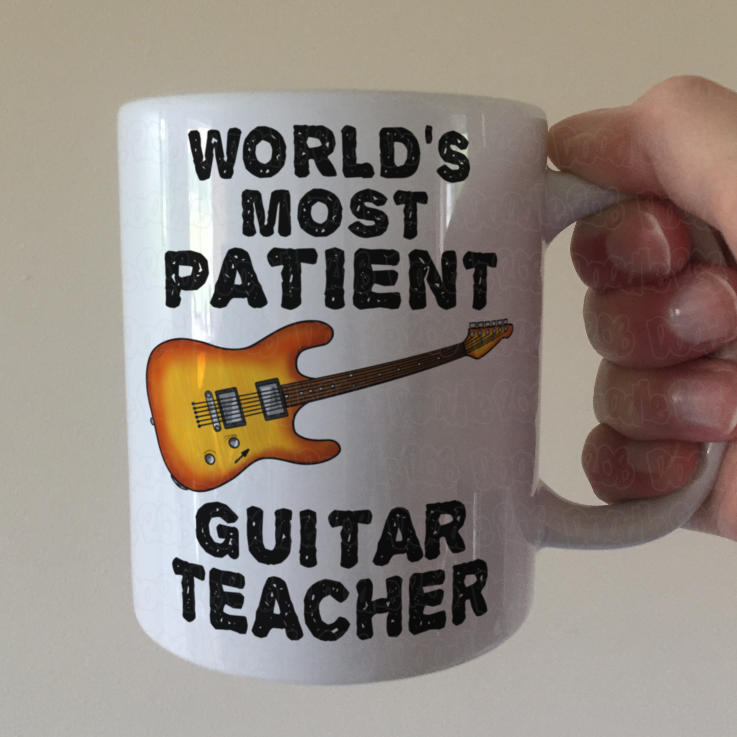 Funny Guitar Teacher Mug - World's Most Patient Guitar Teacher - Gift For Electric Guitarist
