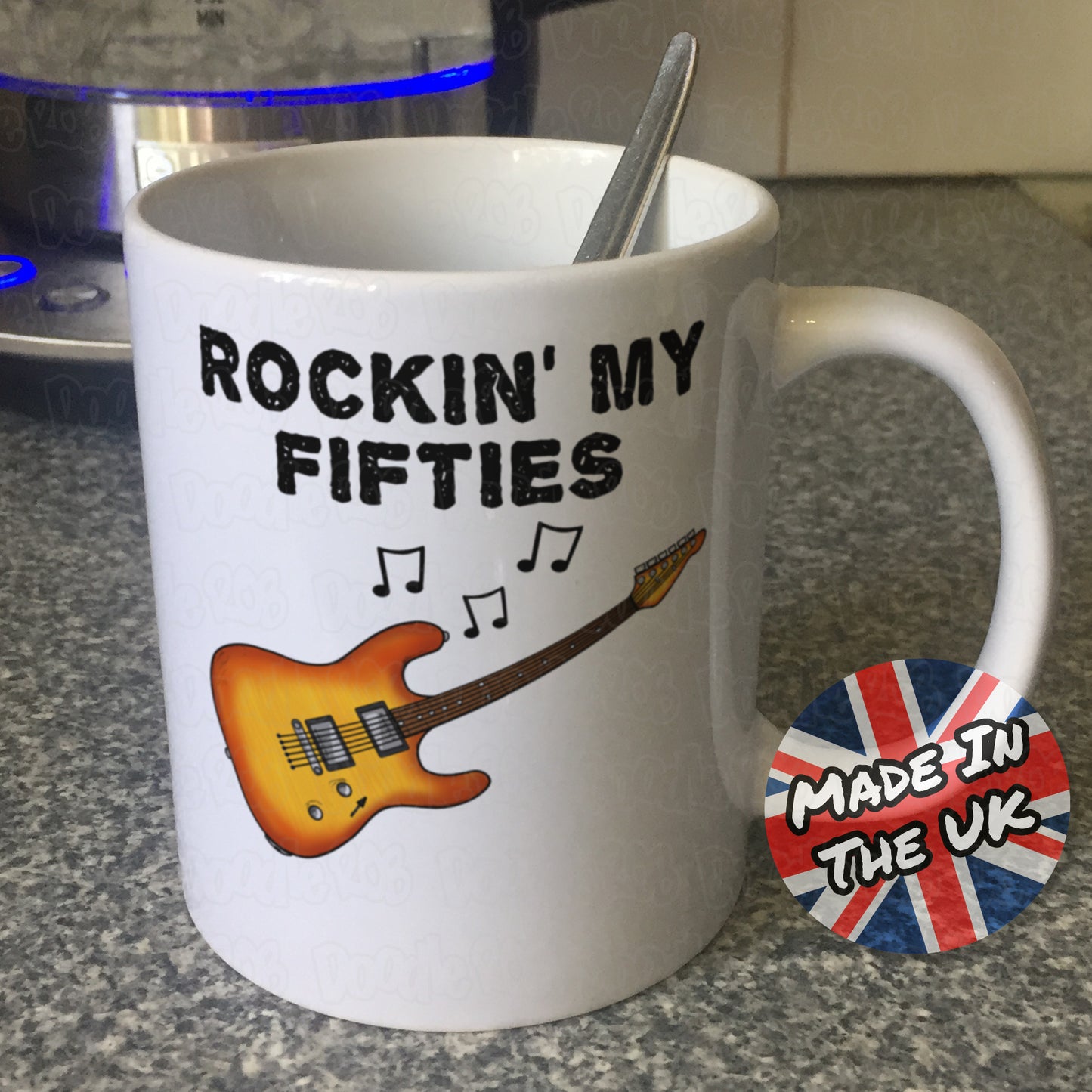 50th Birthday Guitar Mug - Rockin' My Fifties - Gift For 50 Year Old - Electric Guitarist Mug