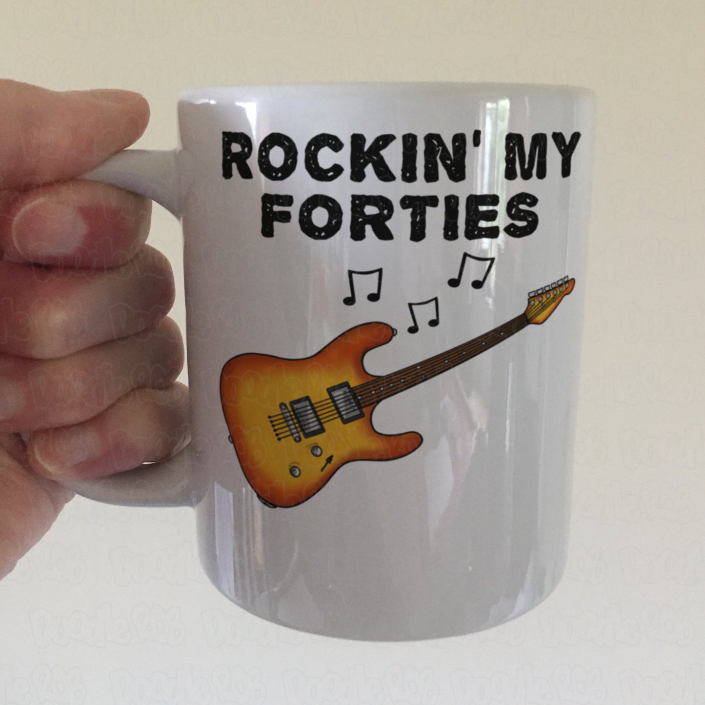 40th Birthday Guitar Mug - Rockin' My Forties - Gift For 40 Year Old - Electric Guitarist Mug