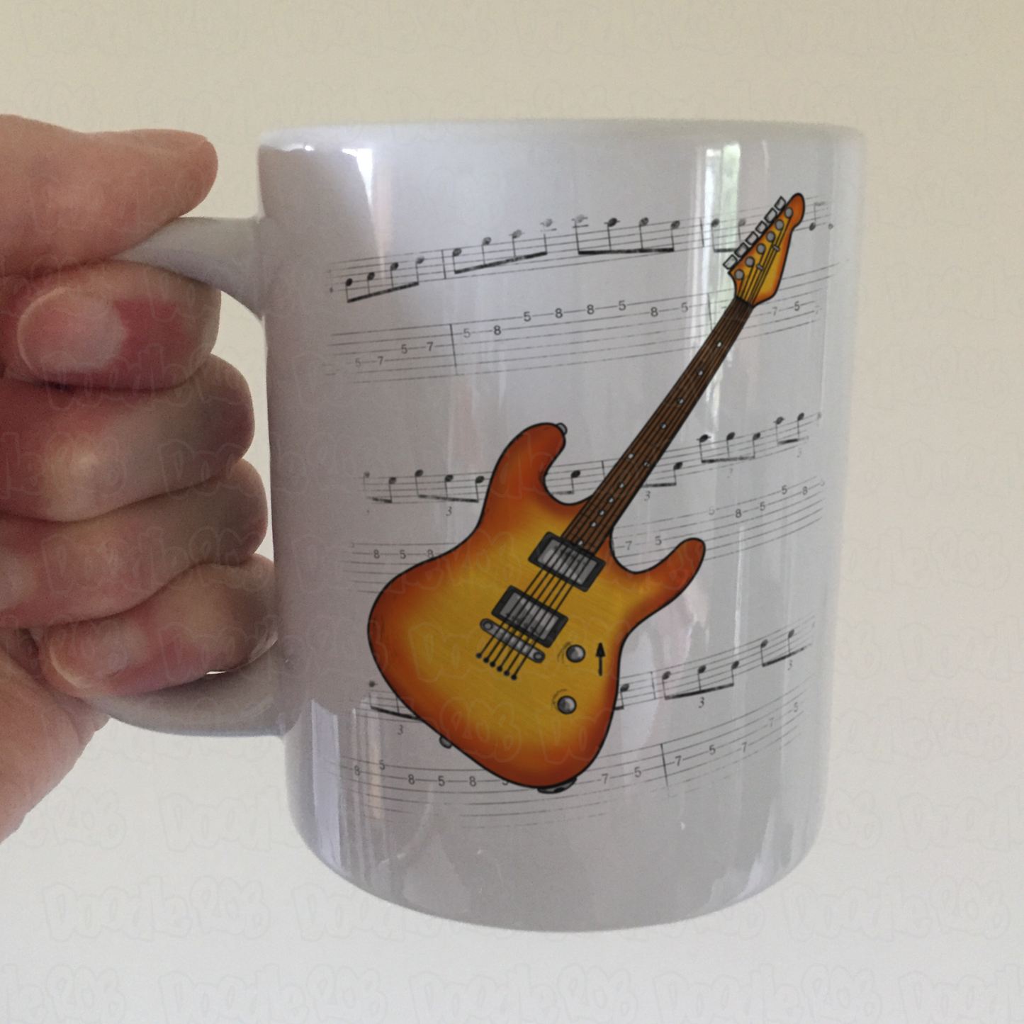 Electric Guitar Notation Mug (Amber) - Guitarist Gift - Guitar Teacher Mug - Gift For Musician