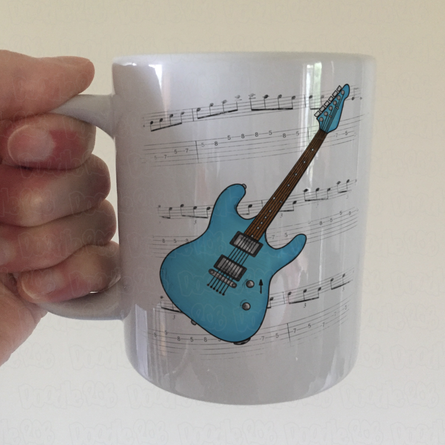 Electric Guitar Notation Mug (Blue) - Guitarist Gift - Guitar Teacher Mug - Gift For Musician