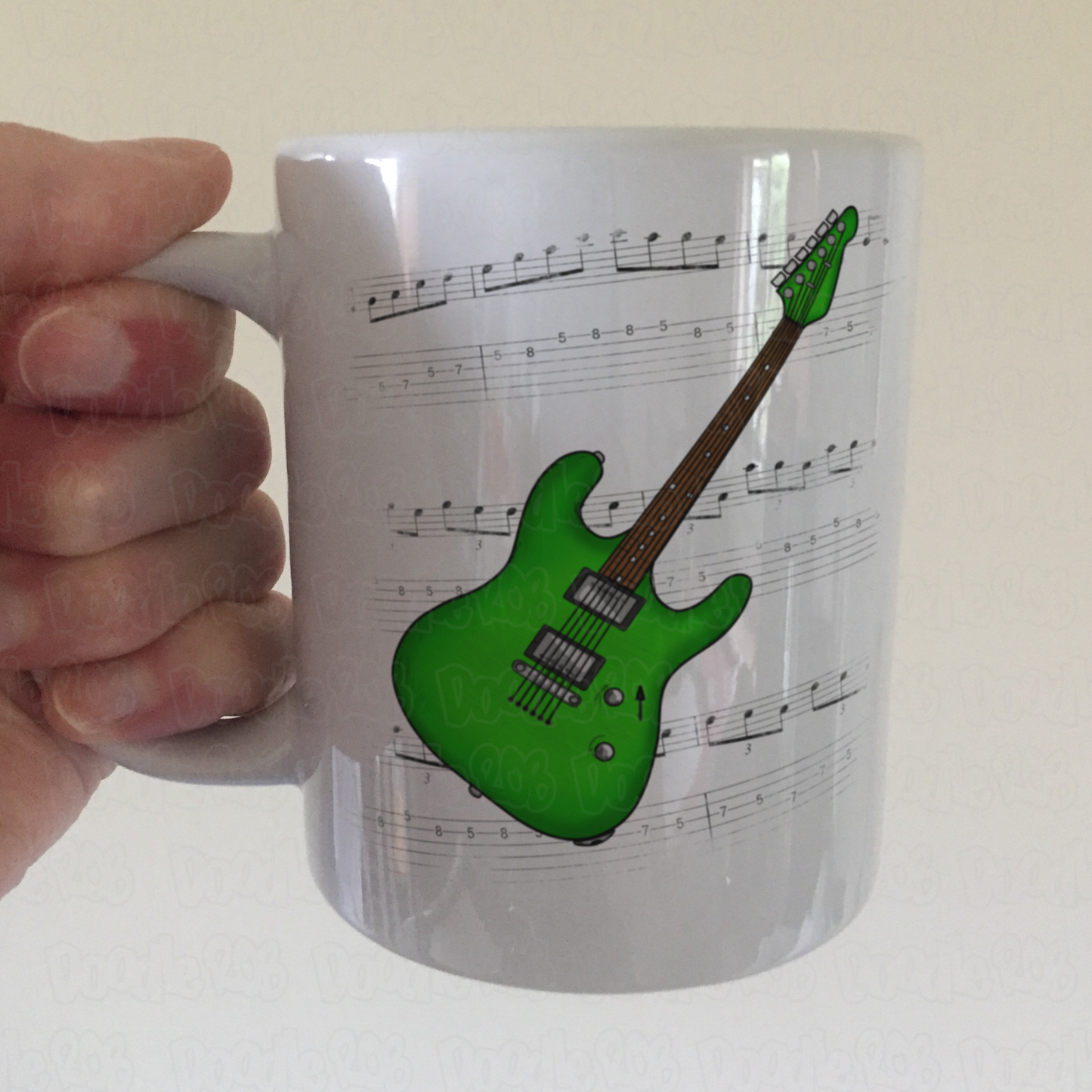 Electric Guitar Notation Mug (Green) - Guitarist Gift - Guitar Teacher Mug - Gift For Musician