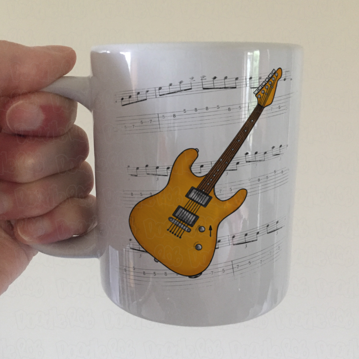 Electric Guitar Notation Mug (Orange) - Guitarist Gift - Guitar Teacher Mug - Gift For Musician