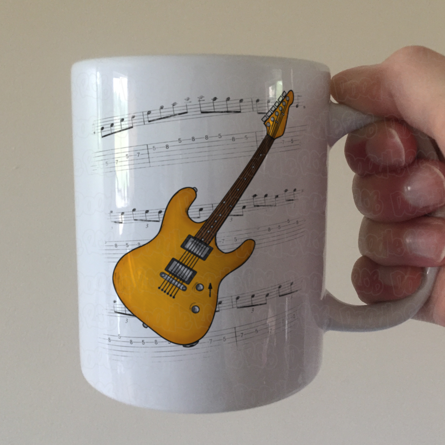 Electric Guitar Notation Mug (Orange) - Guitarist Gift - Guitar Teacher Mug - Gift For Musician