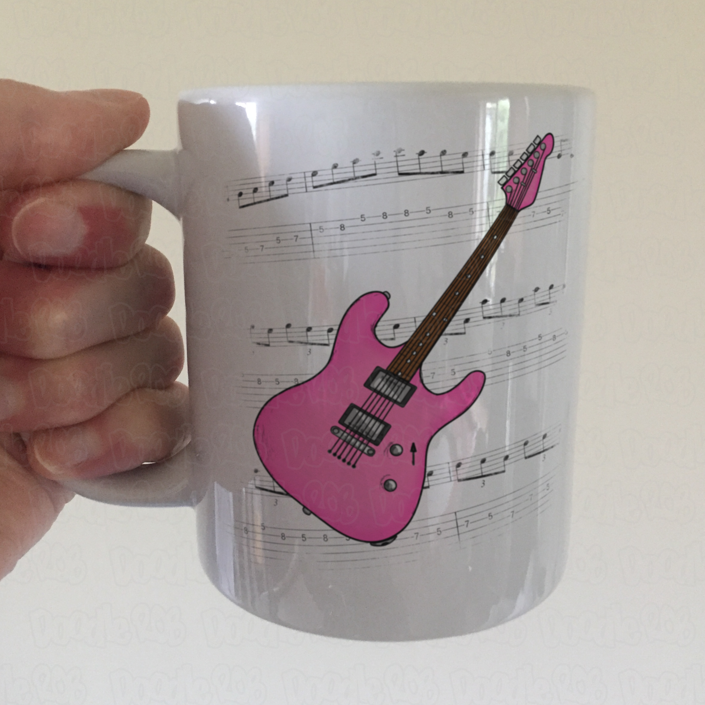 Electric Guitar Notation Mug (Pink) - Guitarist Gift - Guitar Teacher Mug - Gift For Musician