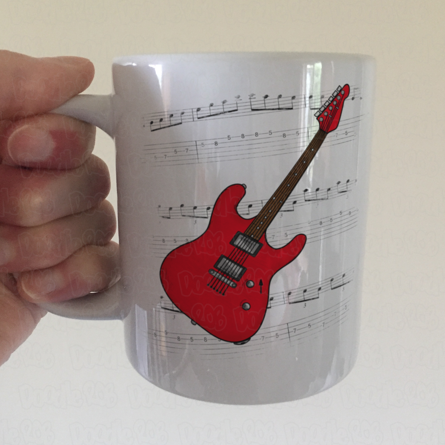 Electric Guitar Notation Mug (Red) - Guitarist Gift - Guitar Teacher Mug - Gift For Musician