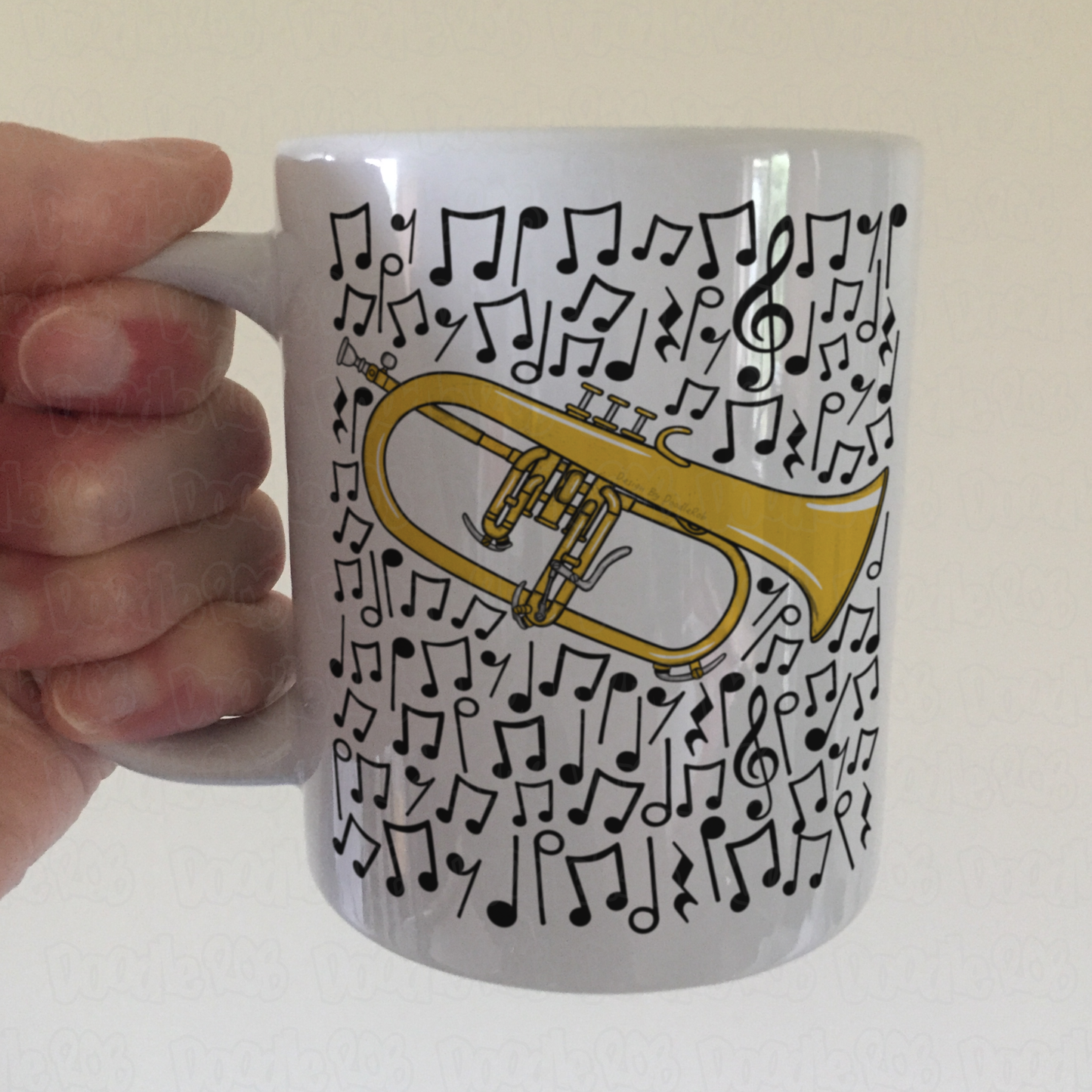 Flugelhorn Musical Notes Mug - Gift For Horn Player - Brass Musician Gift