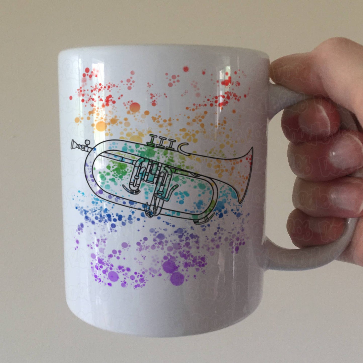 Flugelhorn Rainbow Mug - Horn Player Mug - Flugelhorn Teacher Gift - Brass Musician Gift