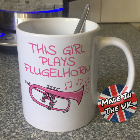 Pink Flugelhorn Mug - This Girl Plays Flugelhorn - Female Brass Musician Gift