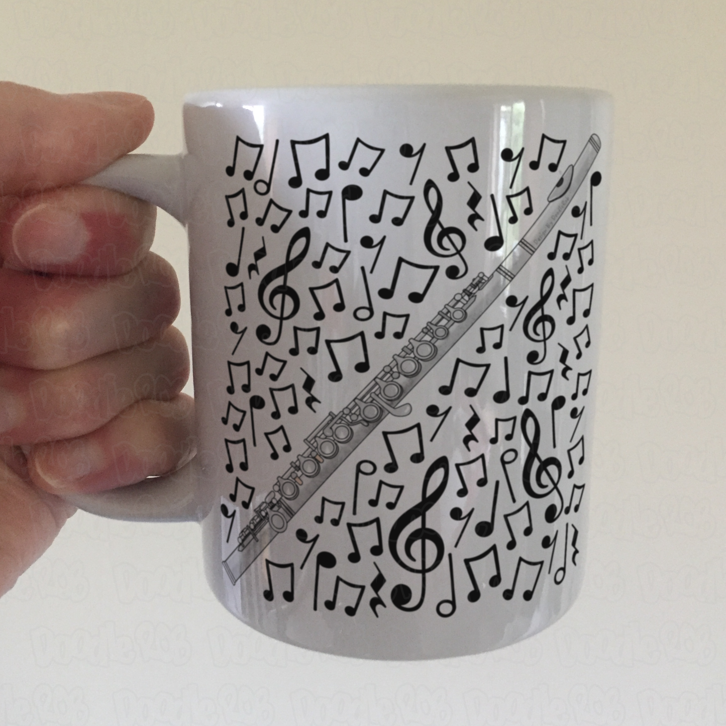 Flute Musical Notes Mug - Gift For Flautist - Woodwind Musician Orchestra Gift
