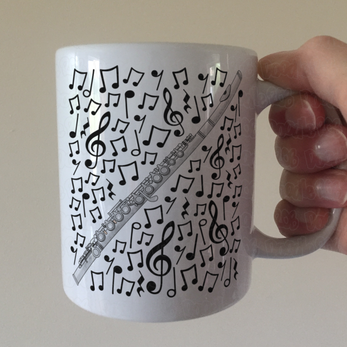Flute Musical Notes Mug - Gift For Flautist - Woodwind Musician Orchestra Gift