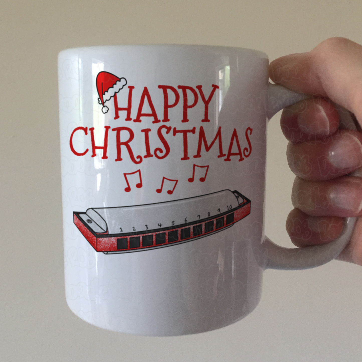 Harmonica Christmas Mug - Harp Player Xmas Gift - Blues Musician Mug