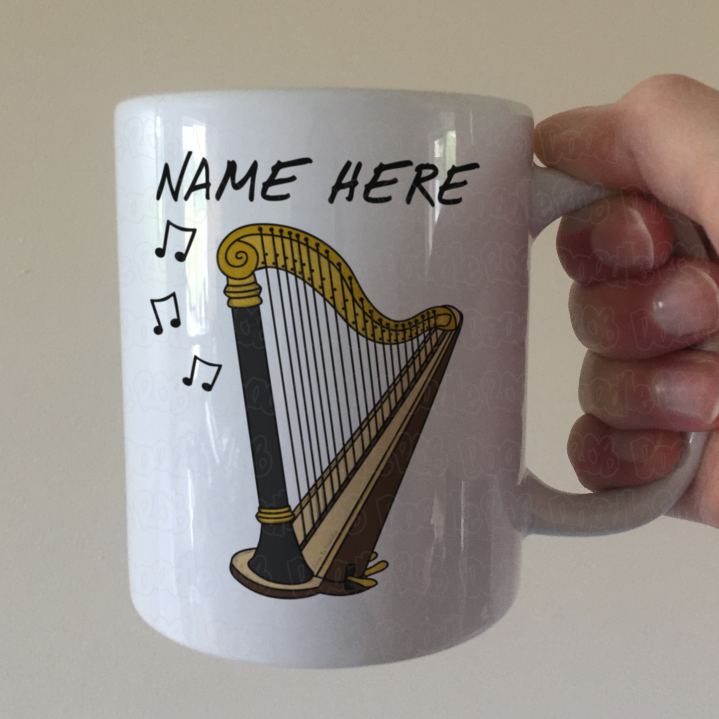 Harp Personalised Mug - Harpist Custom Gift - Harp Teacher Gift - String Musician Mug