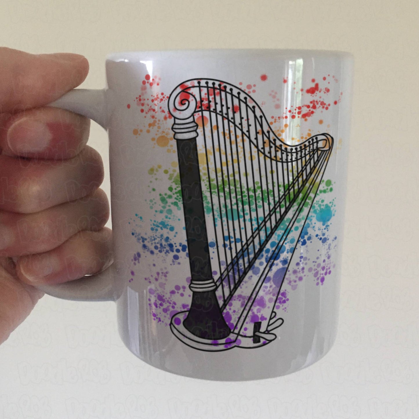 Harp Rainbow Mug - Gift For Harpist - Harp Teacher Mug - String Musician Gift
