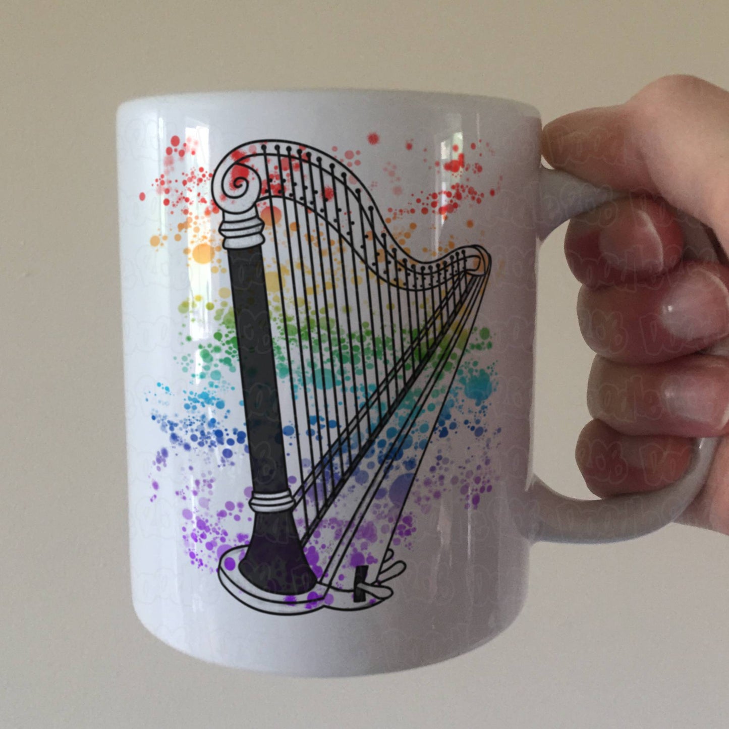 Harp Rainbow Mug - Gift For Harpist - Harp Teacher Mug - String Musician Gift