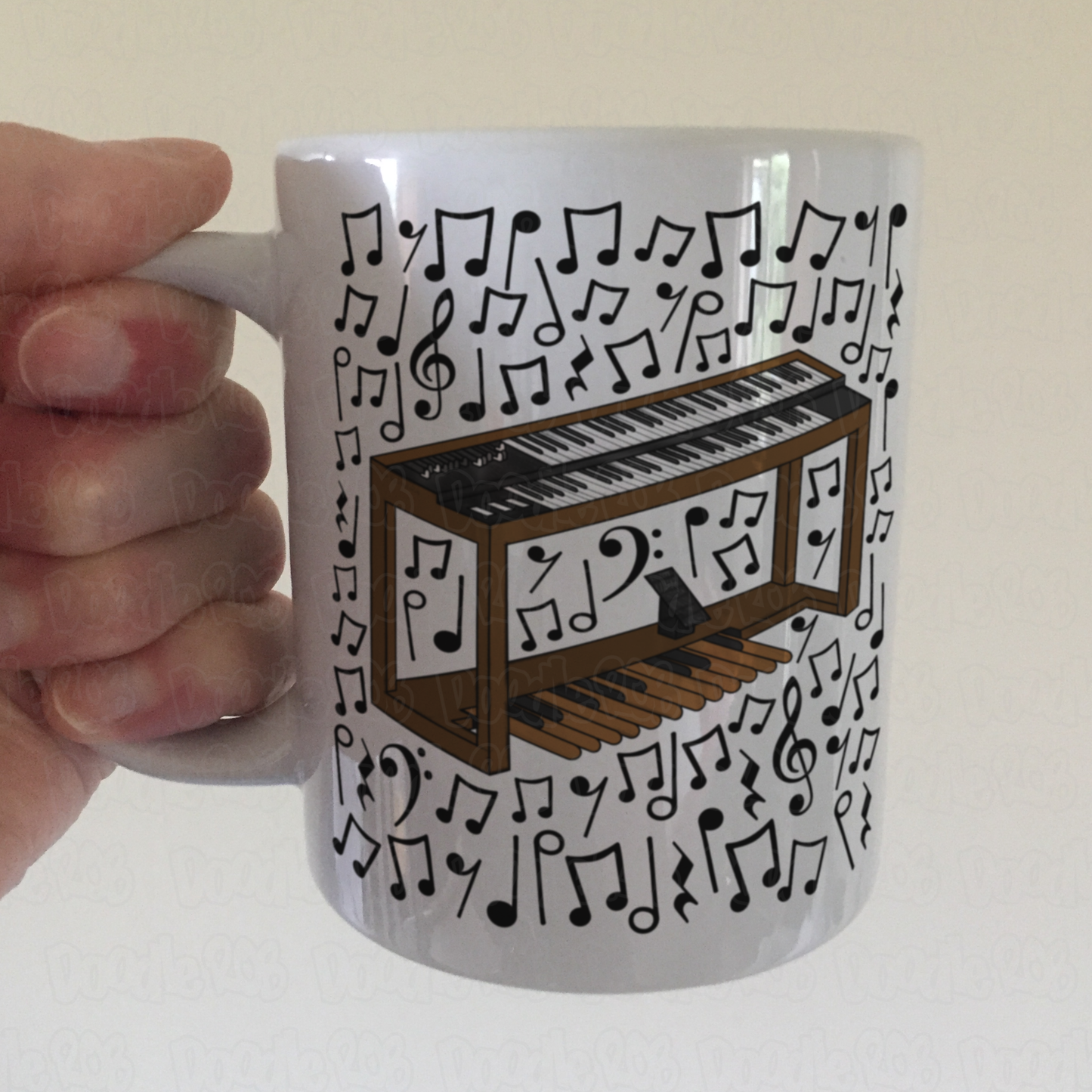 Jazz Organ Musical Notes Mug - Gift For Organist - Keyboard Player Mug - Jazz Musician Gift
