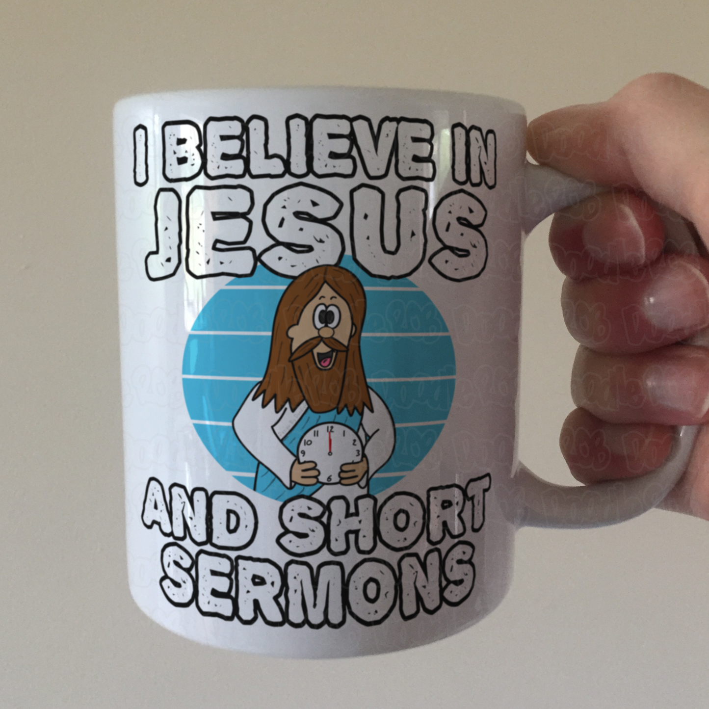 Funny Church Mug - I Believe In Jesus And Short Sermons - Gift For Christian Minister
