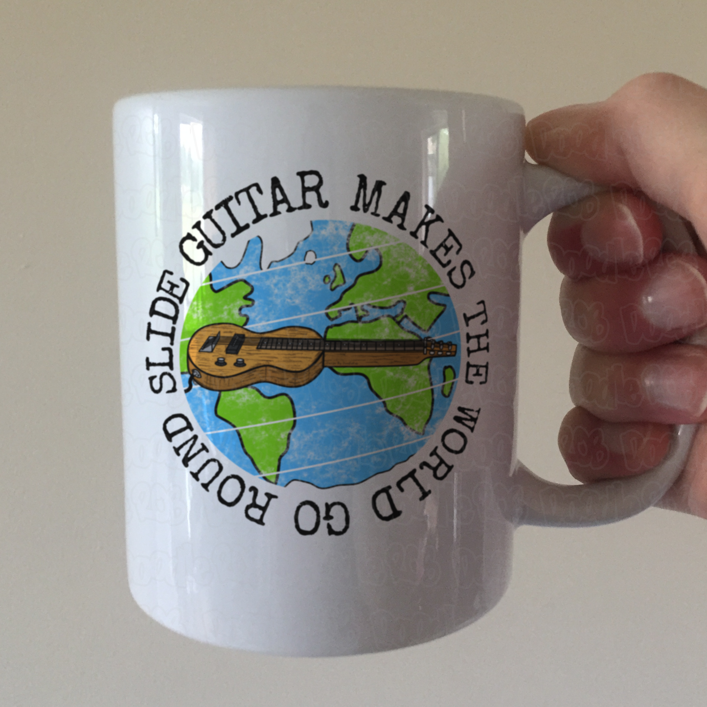 Lap Steel Guitar Mug - Slide Guitar Makes The World Go Round - Blues Musician Gift