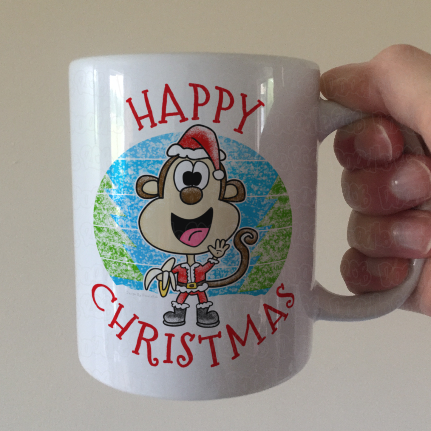Monkey Christmas Mug - Wildlife Lover Xmas Gift - Funny Animal Xmas Gift