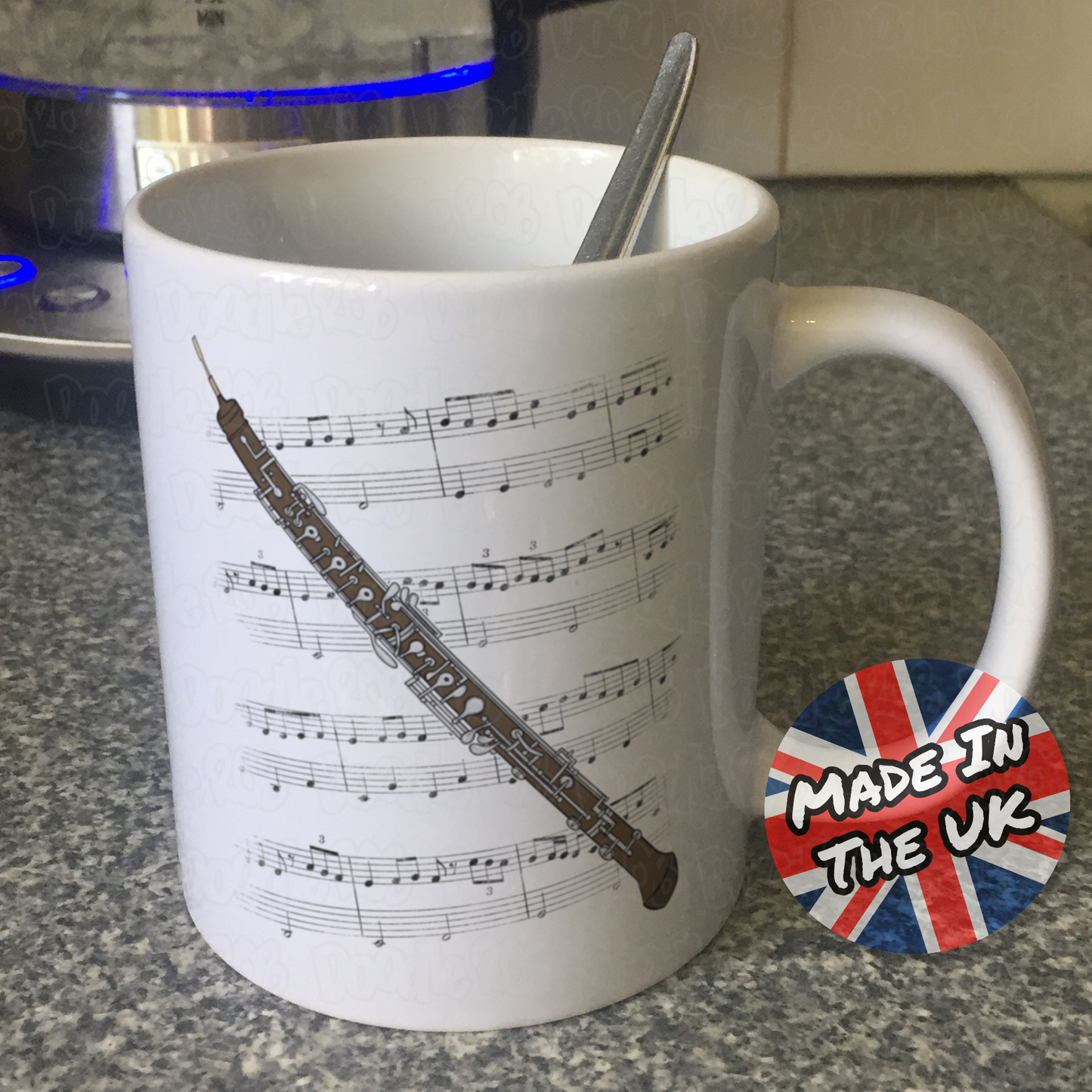 Oboe Music Notation Mug (Colour) - Gift For Oboist - Woodwind Musician Gift