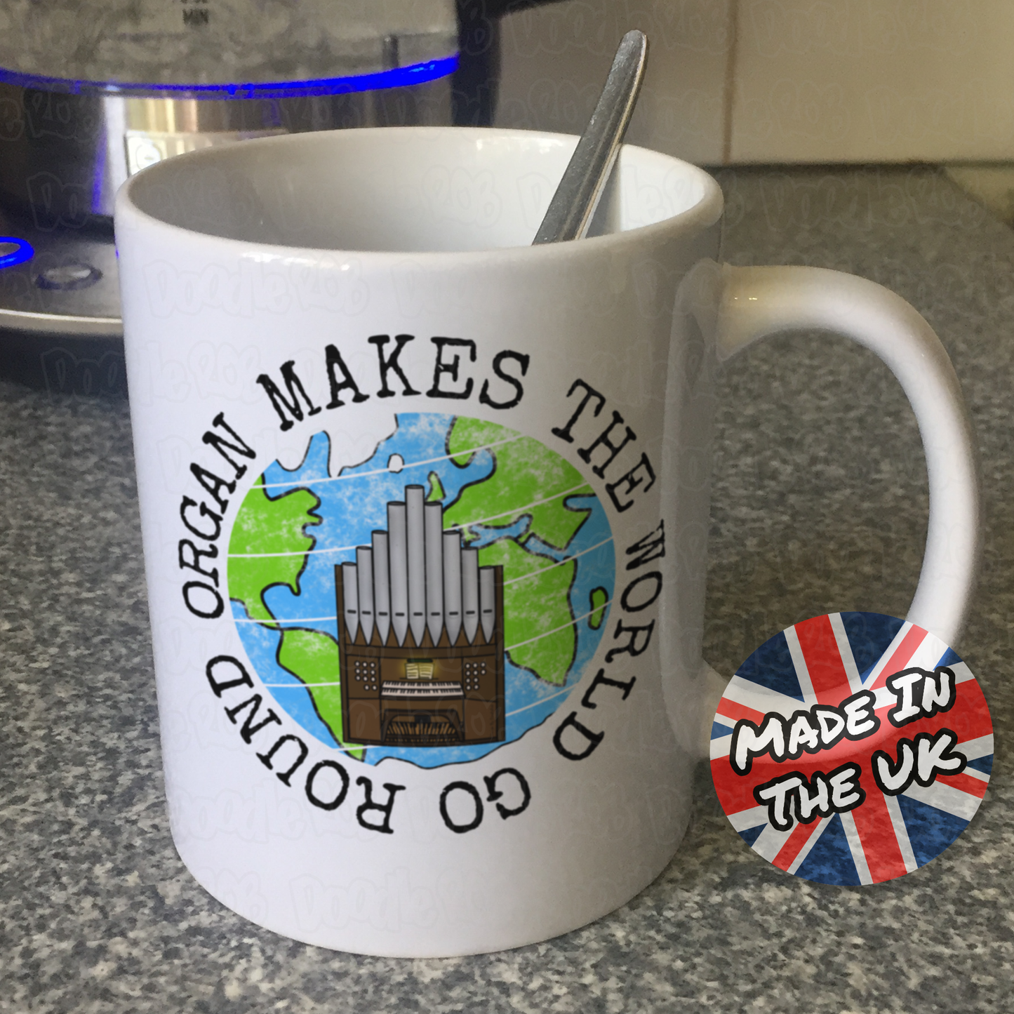 Church Organ Mug - Organ Makes The World Go Round - Church Organist Gift - Organ Teacher Mug