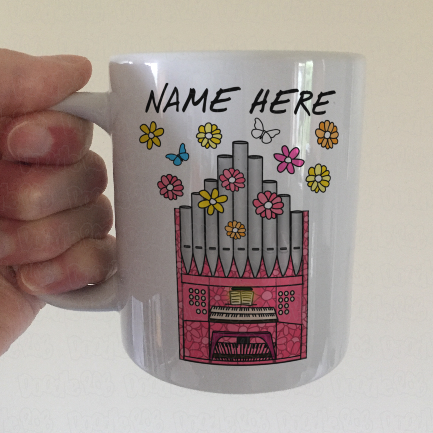 Floral Church Organ Personalised Mug - Church Organist Custom Mug - Musician Gift For Her