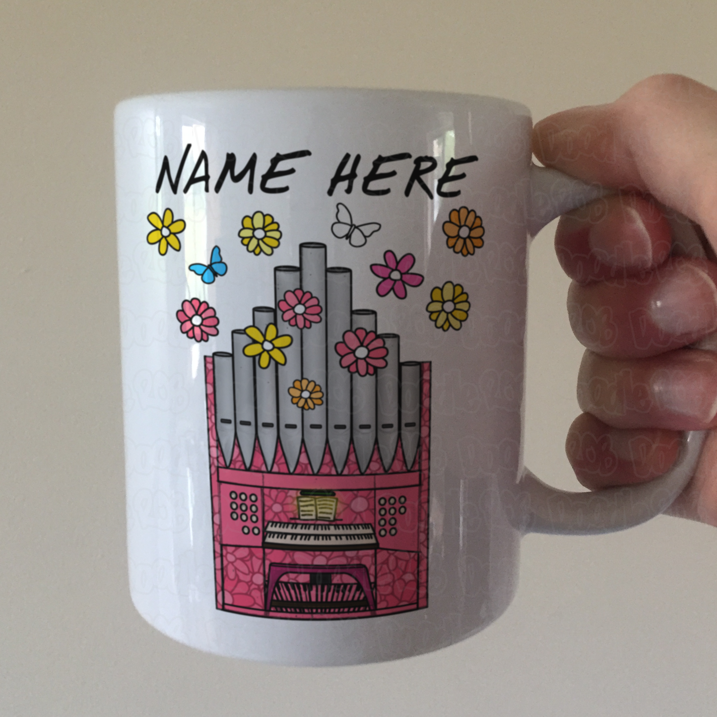Floral Church Organ Personalised Mug - Church Organist Custom Mug - Musician Gift For Her