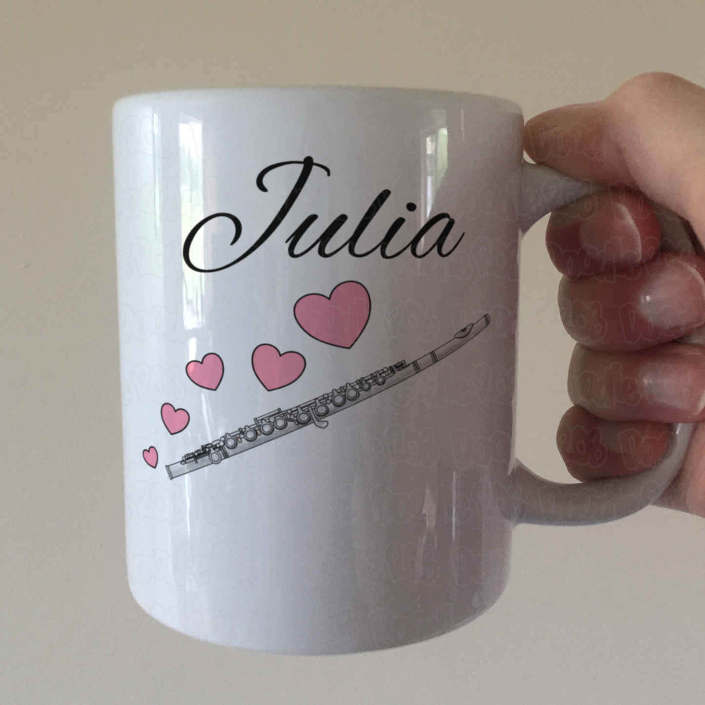 Flute Wedding Personalised Mug - Flautist Woodwind Musician Custom Gift