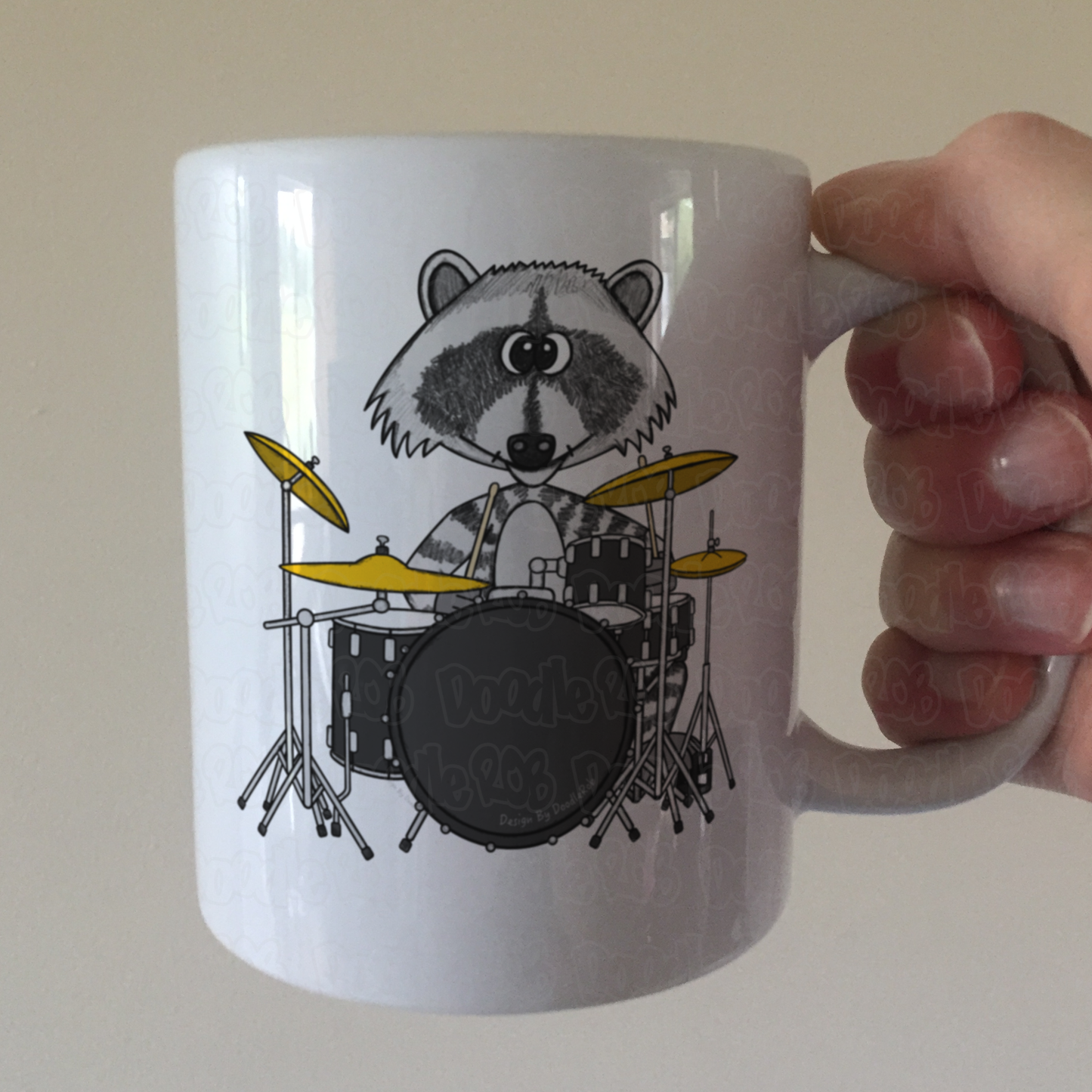 Raccoon Playing Drums Mug - Funny Gift For Drummer - Musician Gift For Animal Lovers