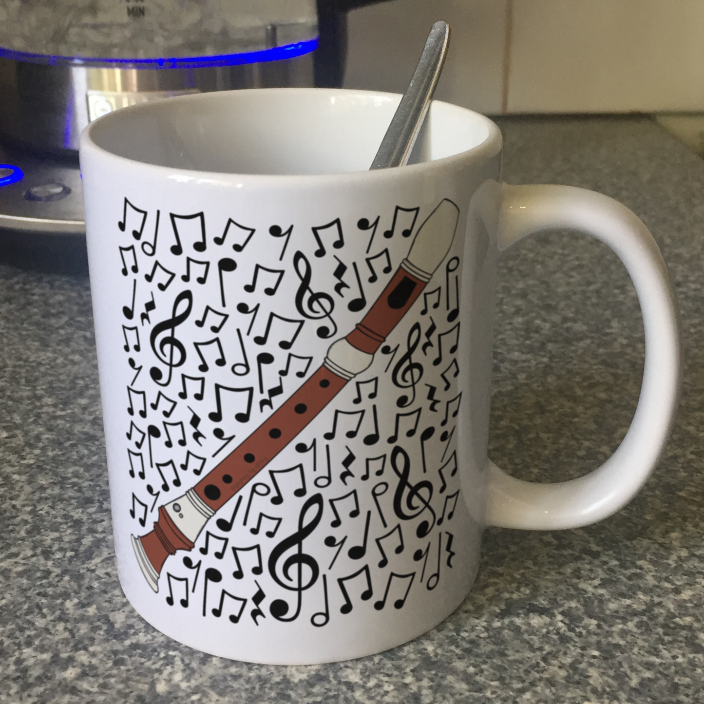 Recorder Musical Notes Mug - Gift For Recorderist - Woodwind Musician Gift