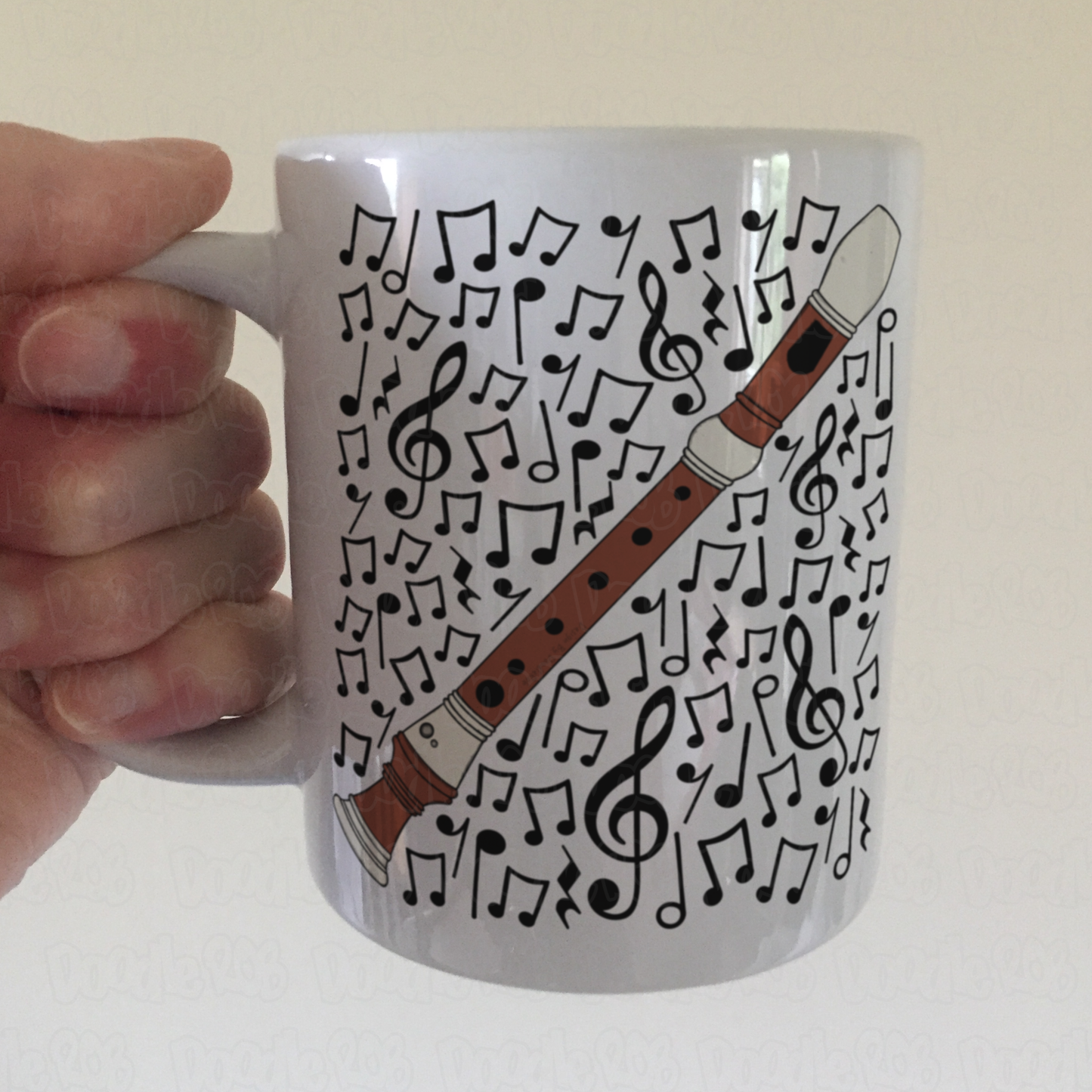 Recorder Musical Notes Mug - Gift For Recorderist - Woodwind Musician Gift