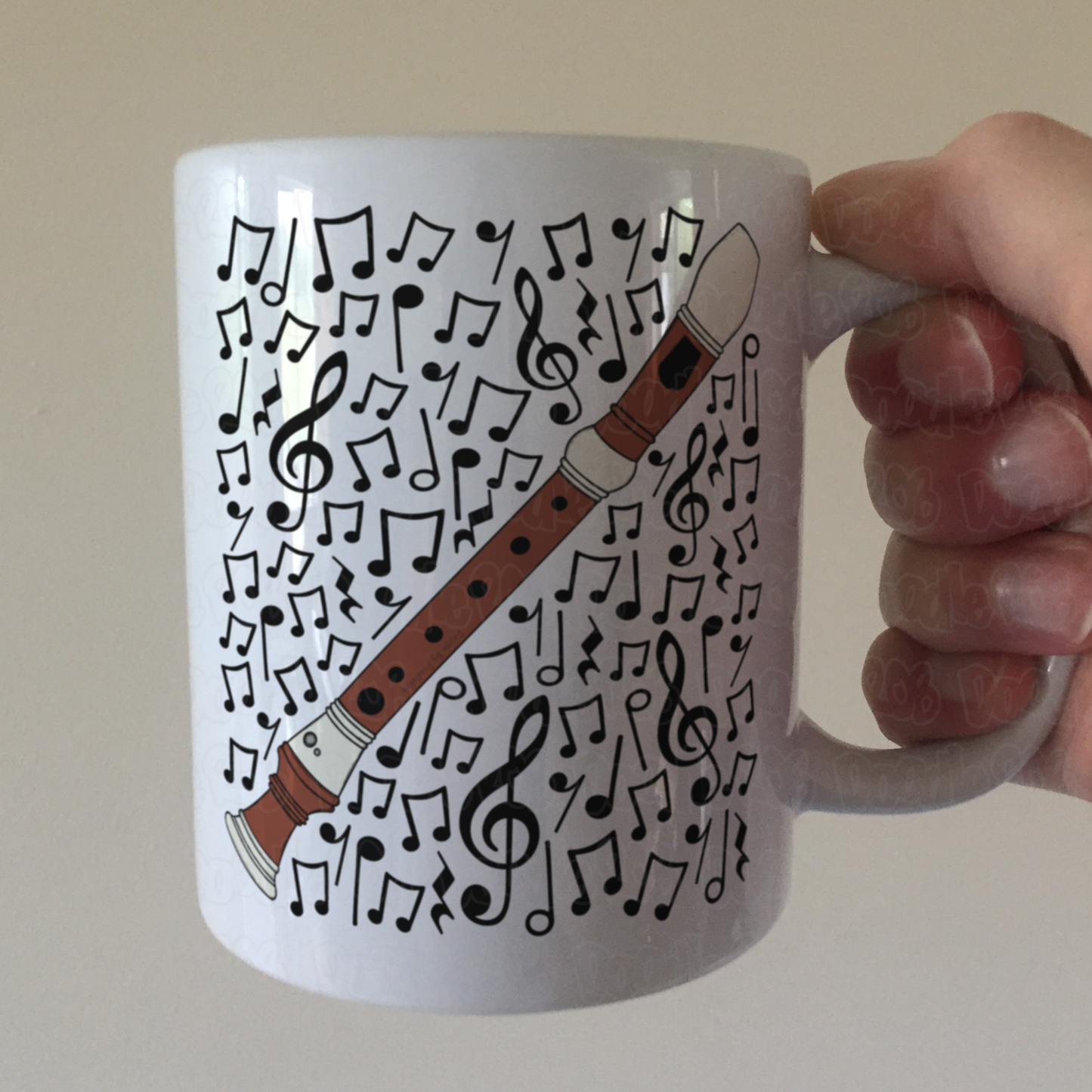 Recorder Musical Notes Mug - Gift For Recorderist - Woodwind Musician Gift