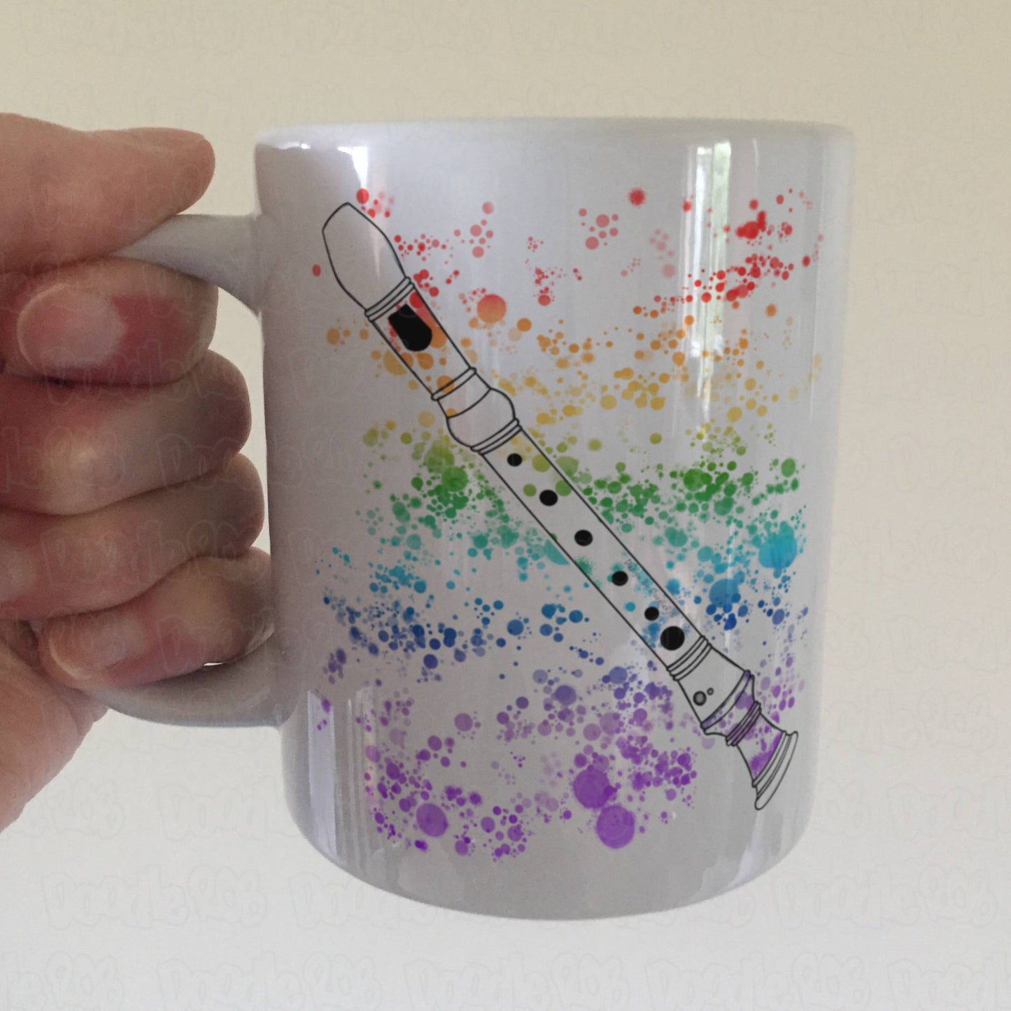 Recorder Player Mug (Rainbow) - Gift For Recorderist - School Music Teacher Gift - Woodwind Musician Mug