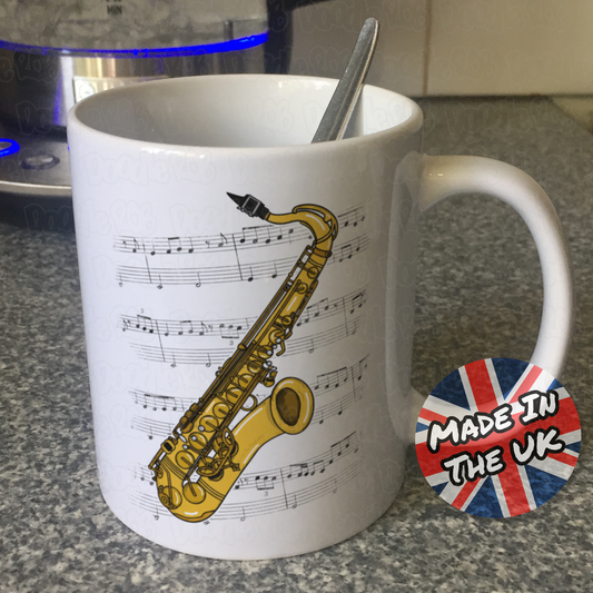 Saxophone Music Notation Mug (Colour) - Saxophonist Mug - Sax Player Gift