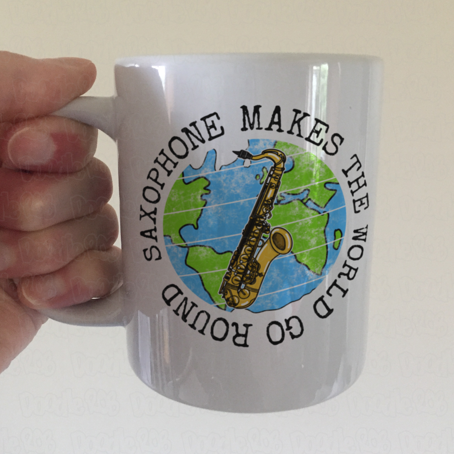 Saxophone Mug - Saxophone Makes The World Go Round - Saxophonist Mug - Woodwind Teacher Gift
