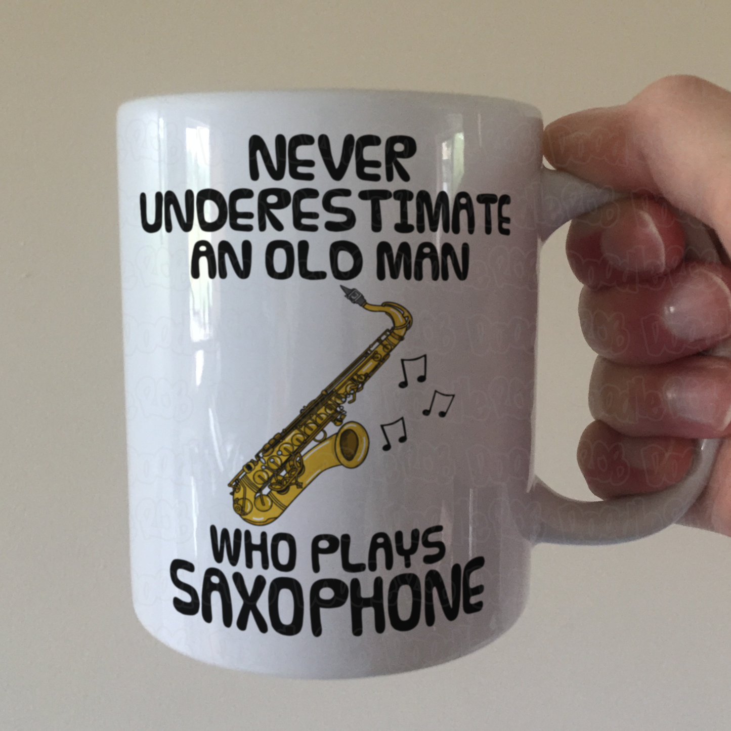 Funny Saxophone Mug - Never Underestimate An Old Man Who Plays Sax - Saxophonist Musician Gift For Him
